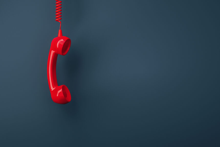 Shot of a landline telephone receiver with copy space for indivi